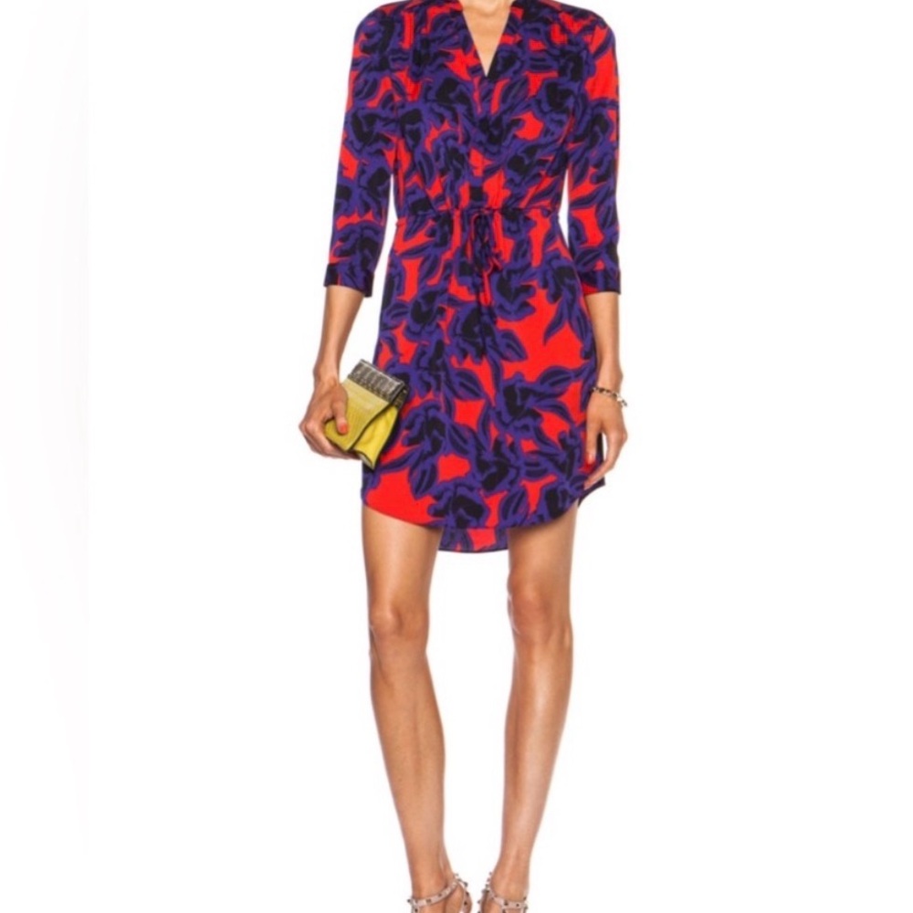 Diane Von Furstenberg Red and Blue Mini Dress